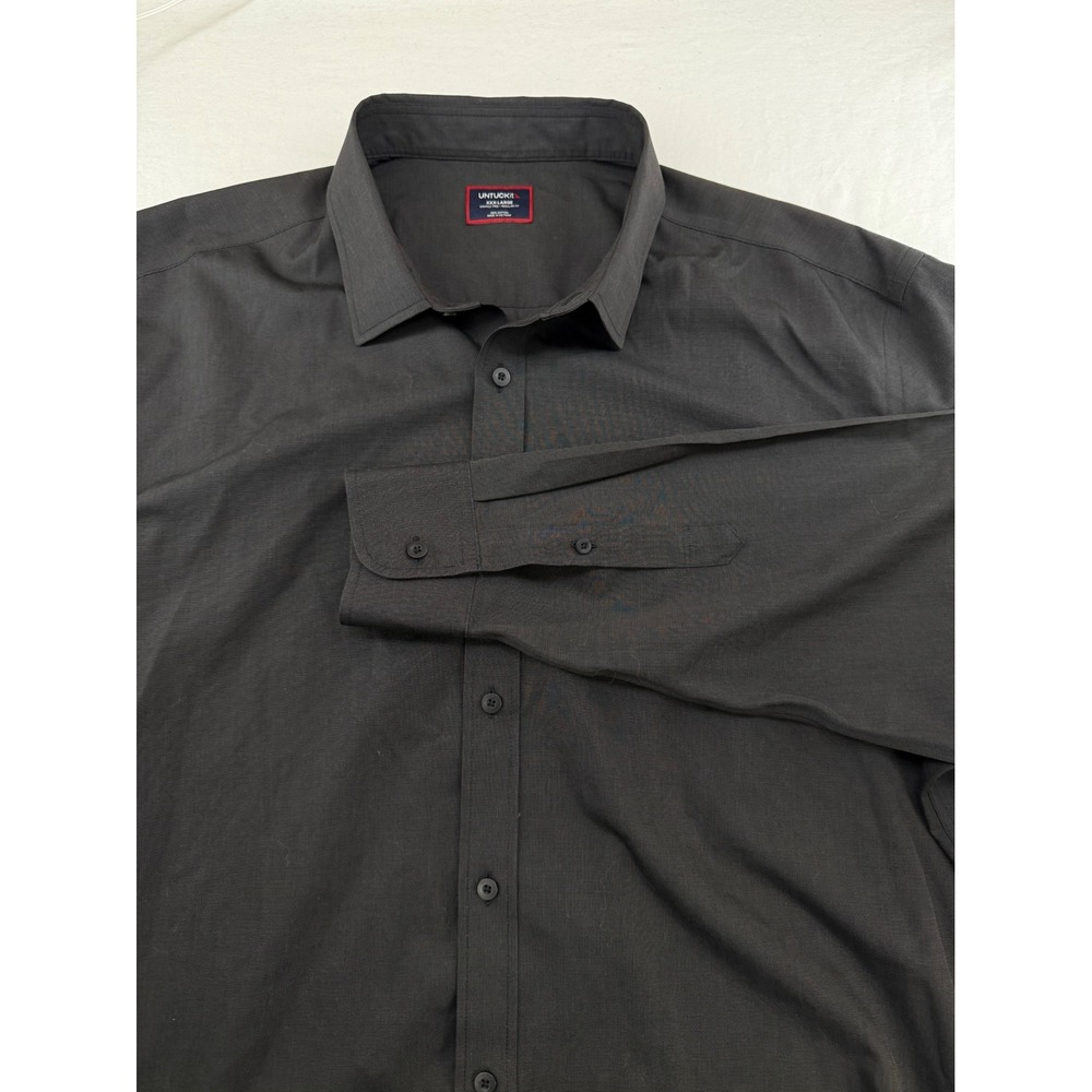UNTUCKit Mens Stone-WF Black Cotton Button Down Shirt Regular Fit XXXL